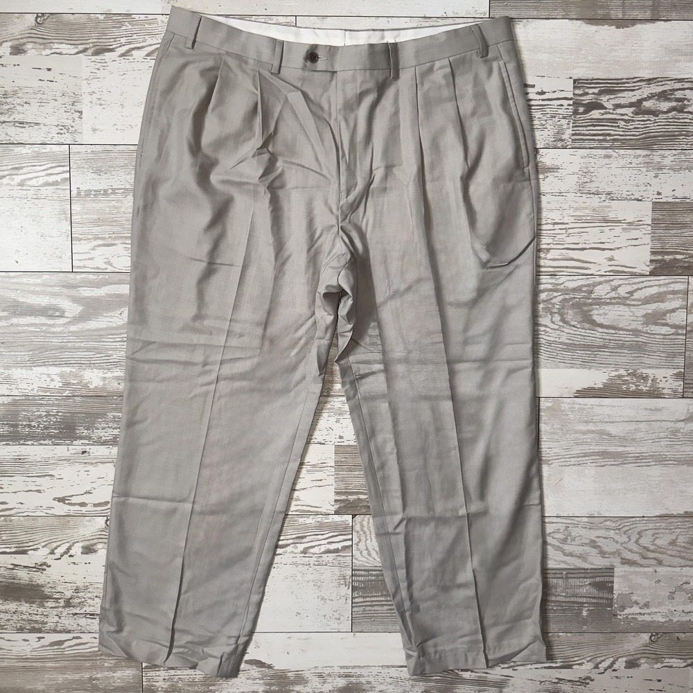 Lauren Ralph Lauren Pants Mens 40x30 Gray Classic Fit Pleated Dress Trouser
